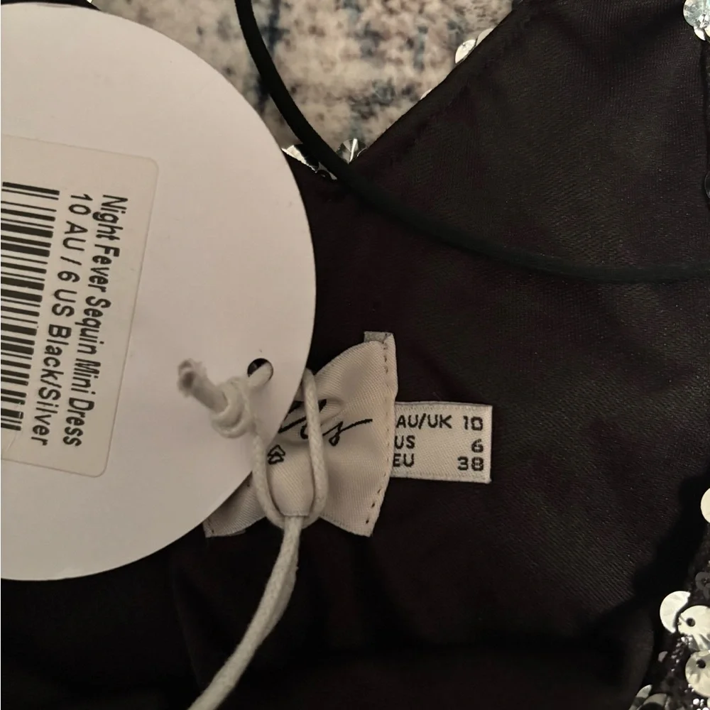 NWT Princess Polly Black and Silver Sequin DRESS - Picture 3 of 3